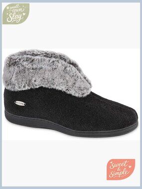 Women's Faux Chinchilla Slipper Booties with Memory Foam Arch Support